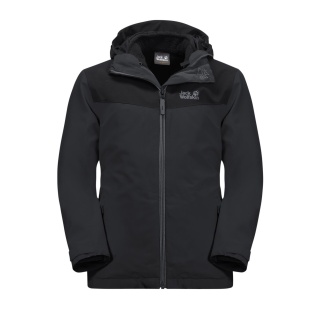 Jack Wolfskin Kurtka zimowa Snowfrost 3w1 (wodoodporna i wiatroszczelna, ciepła wewnętrzna kurtka z polaru) szary fantom dziecięcy